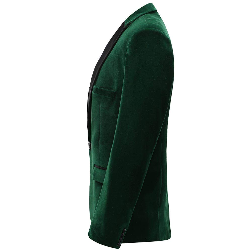 YFFUSHI Mens Dress Suit Blazer 1 Button Peaked Lapel Tuxedo Green