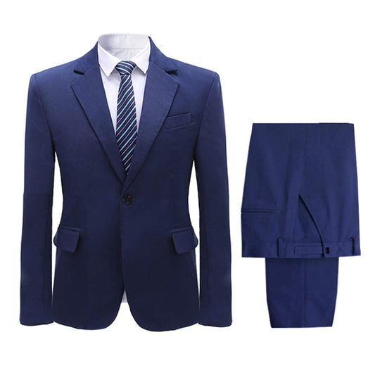 YFFUSHI Men's 2 Piece Suit One Button Closure Solid Color Suit Set Navy