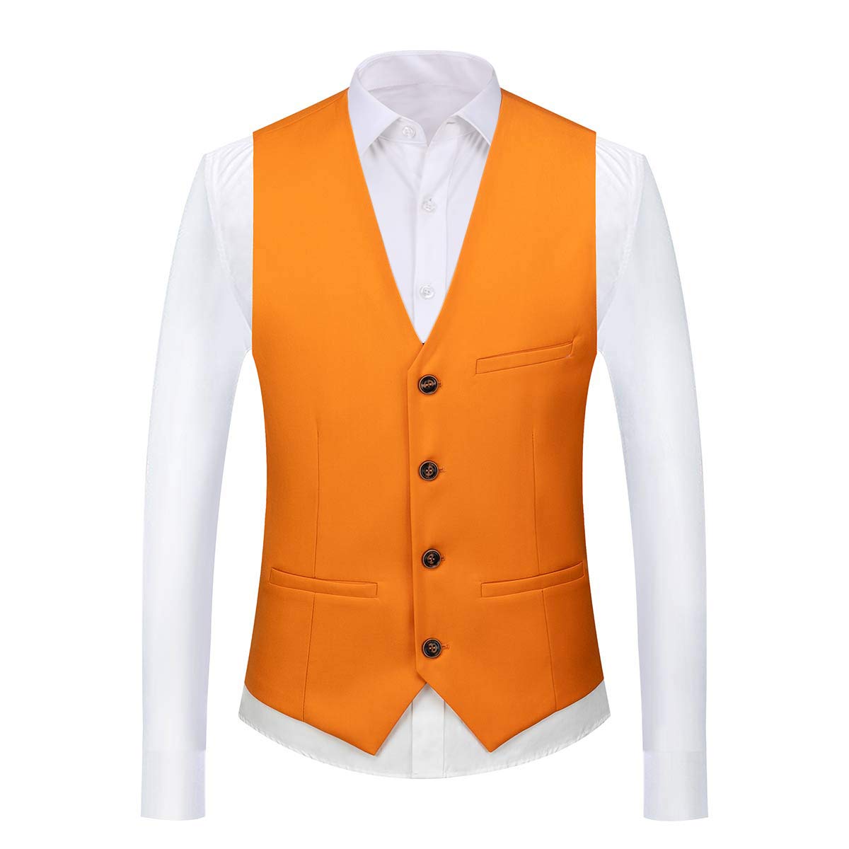 YFFUSHI Mens 3 Piece Suits Slim Fit 2 Buttons Business Wedding Formal Orange