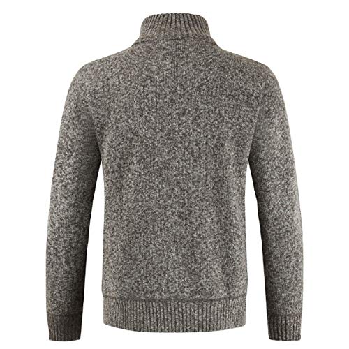 Mens Knitted Cardigan Thick Sweater Full Zip Stand Collar Warm Jumper Fleece Lined Winter Coat