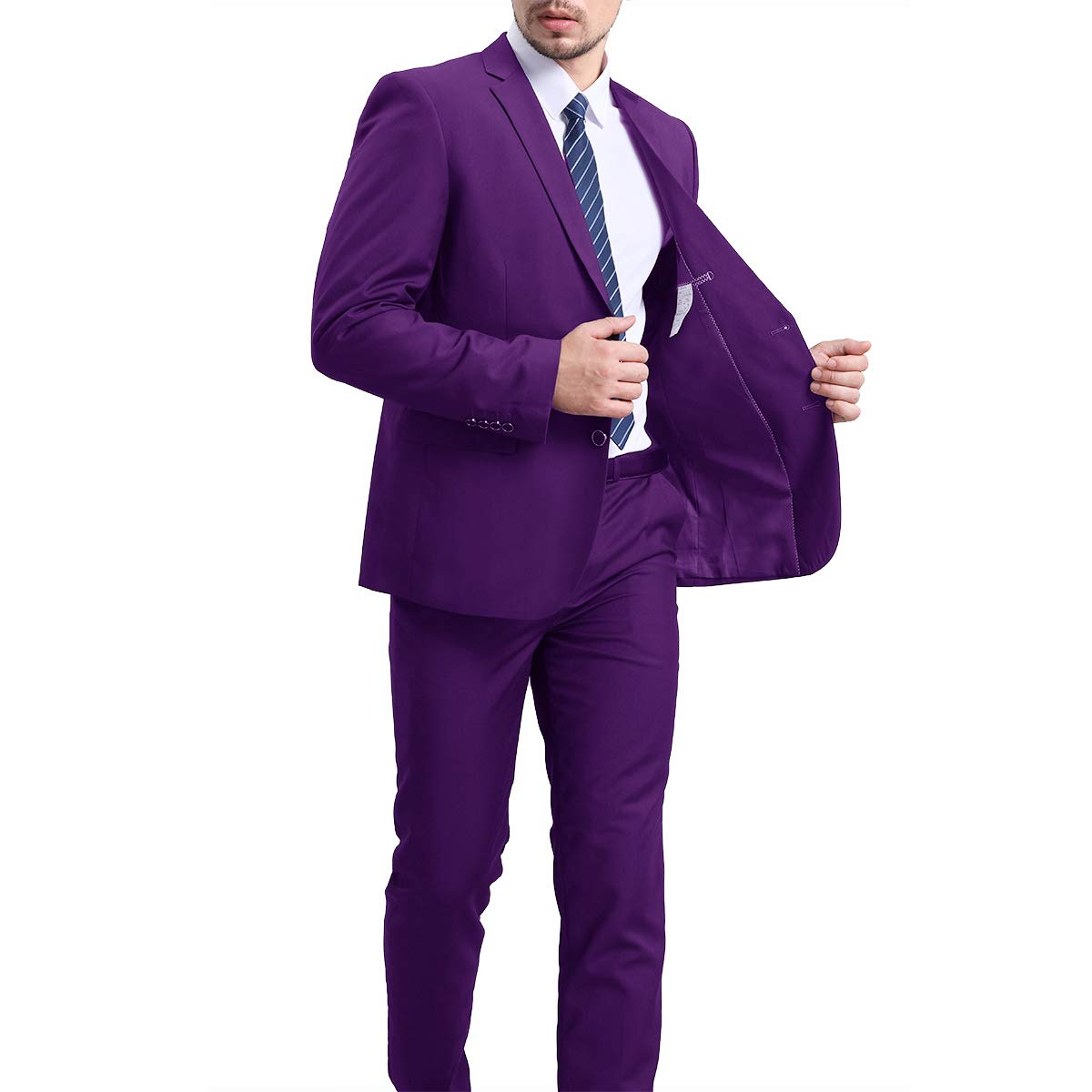 YFFUSHI Men's 2 Piece Suit Solid Two-Button Casual Elegant Tuxedo Purple