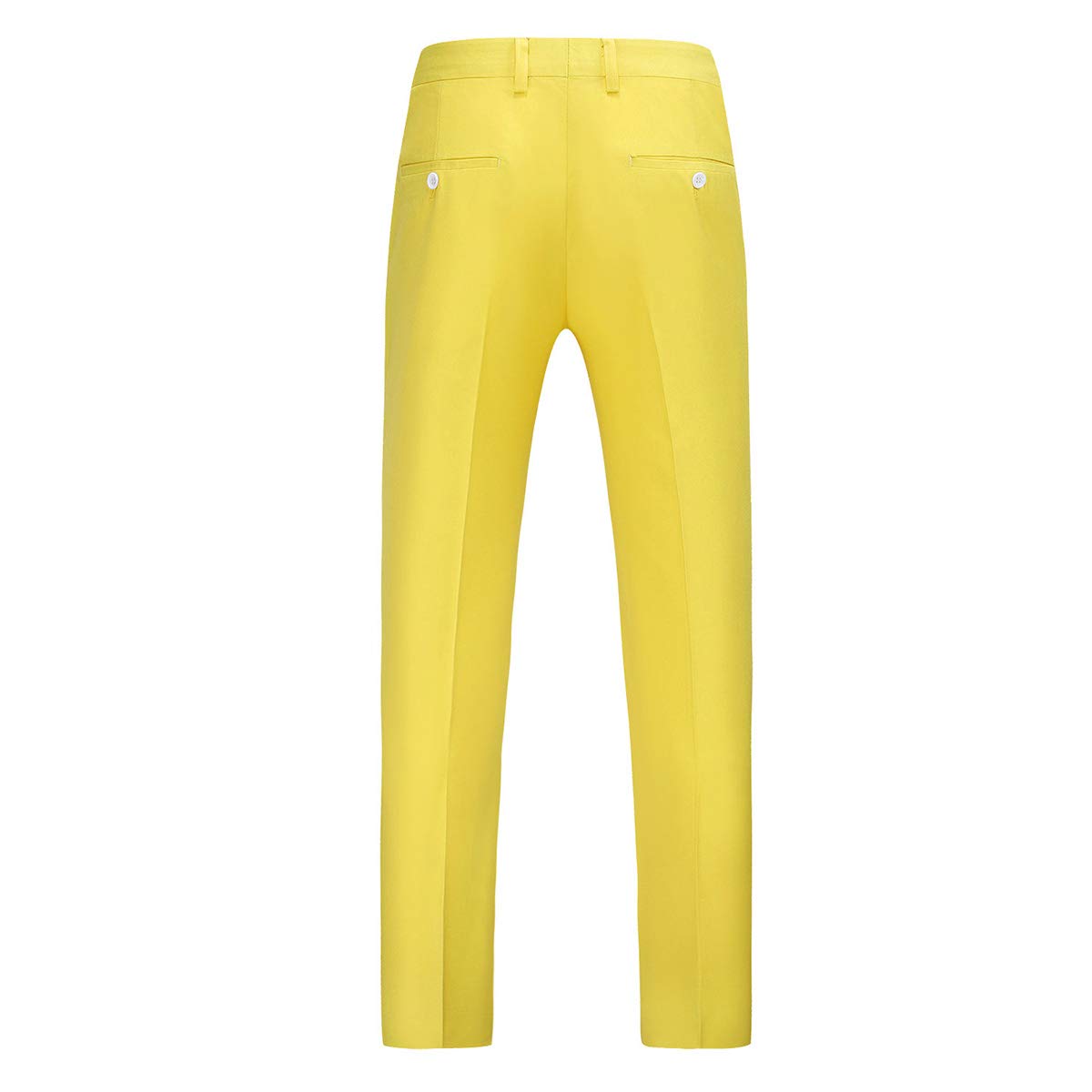 YFFUSHI Mens Flat Front Pants Slim Fit Premium Comfort Dress Trousers Yellow