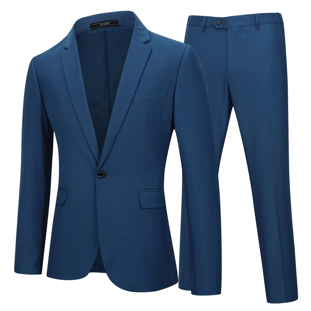 YFFUSHI Mens 2 Piece Suits One Button Formal Slim Fit Solid Color Wedding Tuxedo RoyalBlue