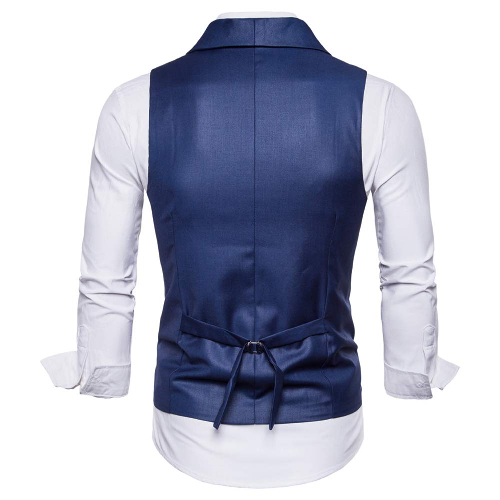 YFFUSHI Mens Turn Down Collar Premium Button Down Vest Waistcoat Blue