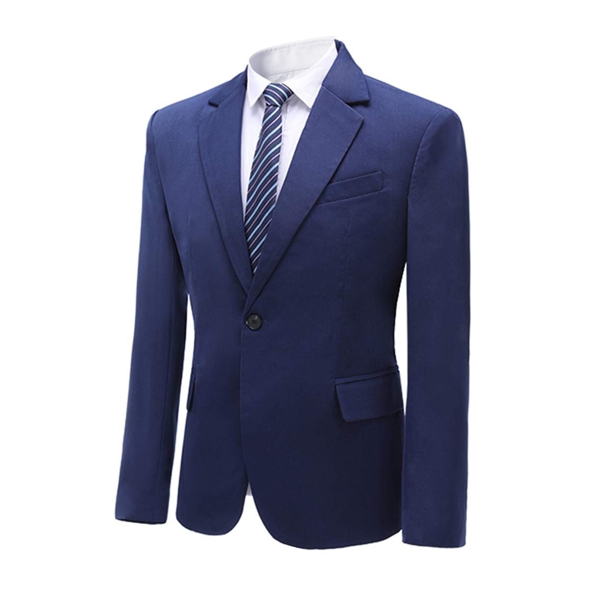 YFFUSHI Men's 2 Piece Suit One Button Closure Solid Color Suit Set Navy