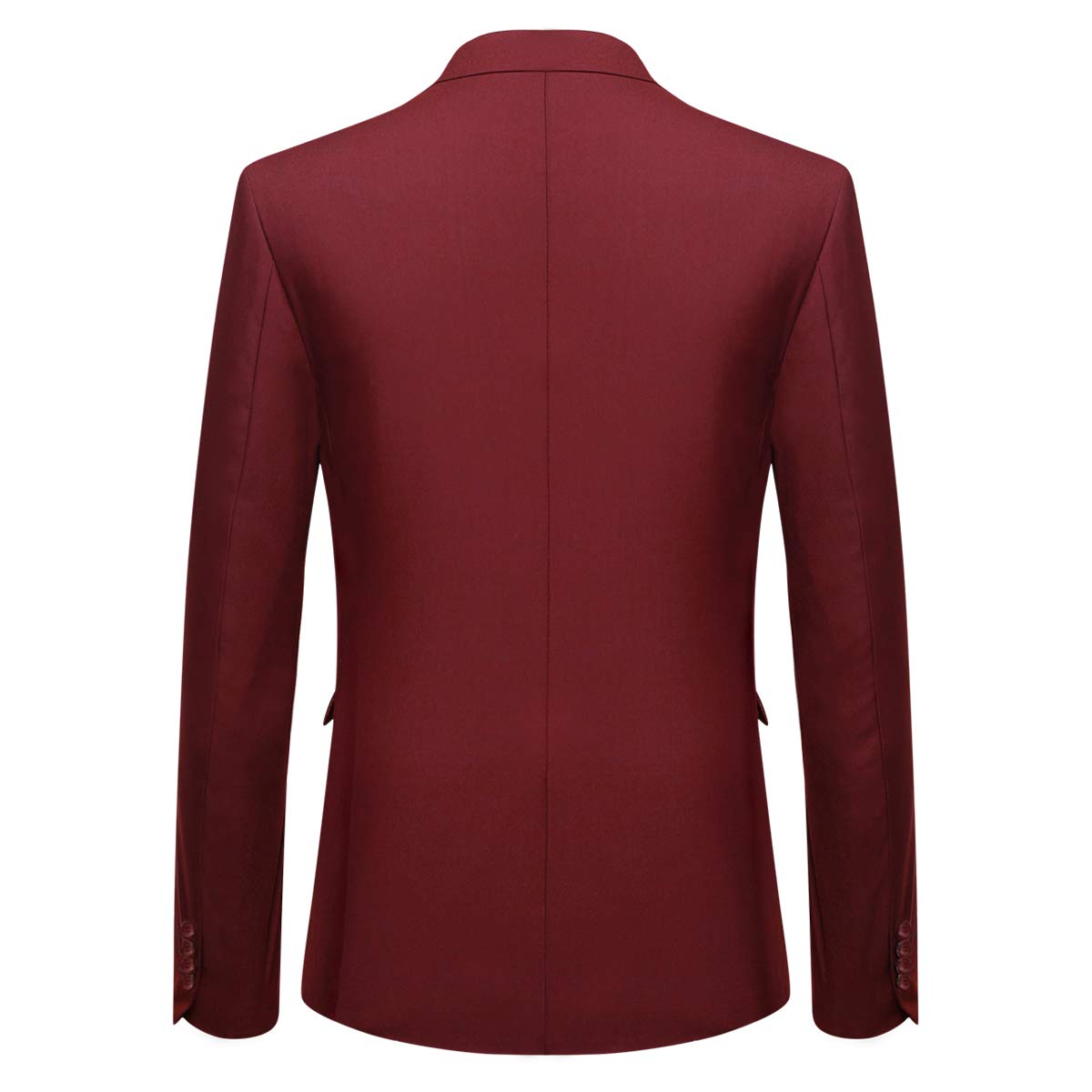 YFFUSHI Mens 2 Piece Set Slim Fit Casual Formal 1 Button Blazer Solid Dress Suit Shirt Wine Red