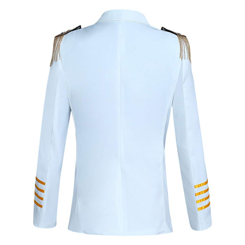 YFFUSHI Mens 2 Piece Suit Slim Fit Pilot Captain Uniform Blazer and Pants White