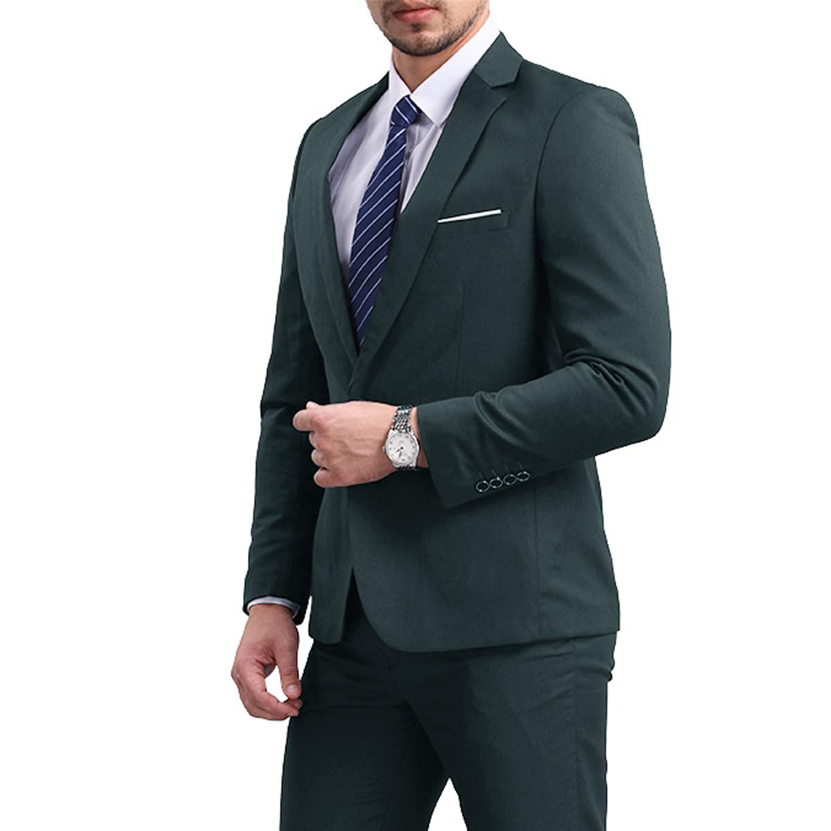 Mens Green Slim Fit One Button Blazer