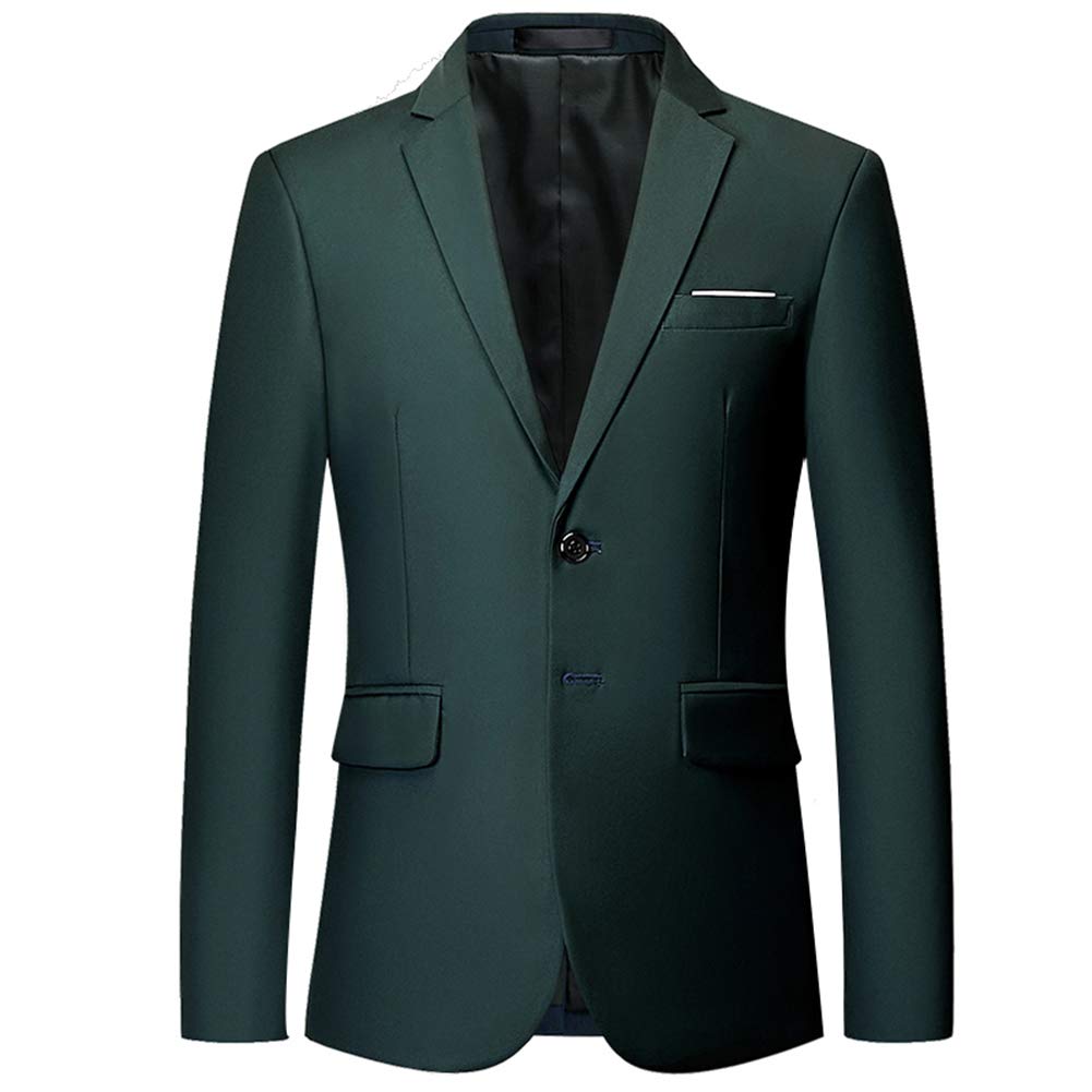 YFFUSHI Men's 2 Piece Suit Solid Two-Button  Casual Elegant Tuxedo Dark Green