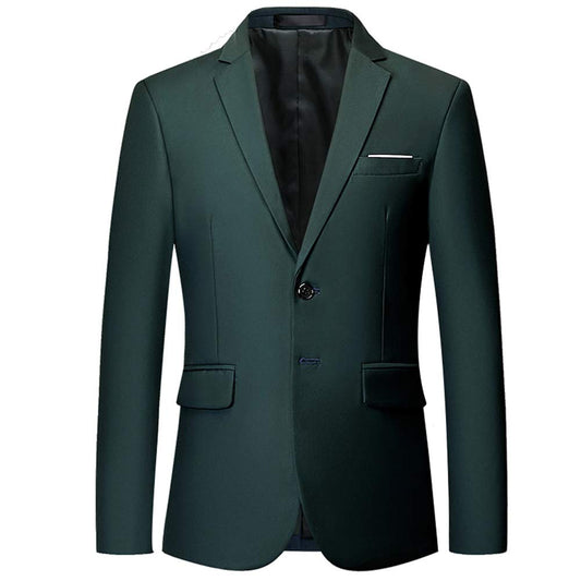 YFFUSHI Mens Slim Fit Blazer Two-Button Casual Suit Jacket Dark Green