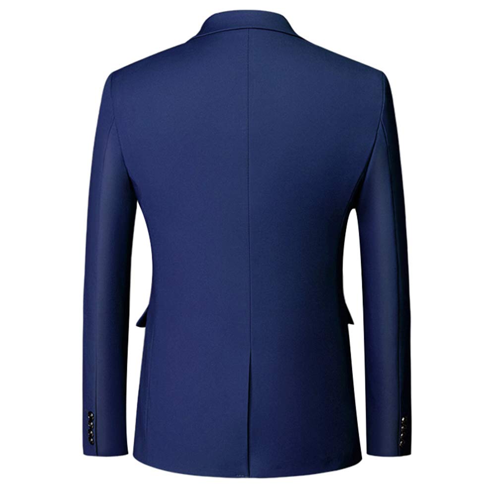 YFFUSHI Mens Slim Fit Blazer Two-Button Casual Suit Jacket Dark Blue