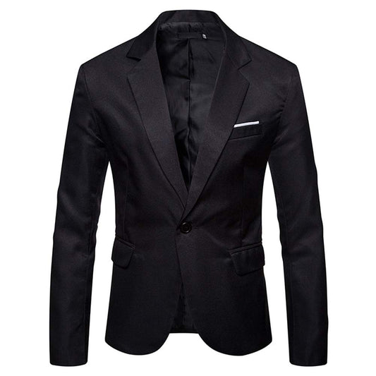 YFFUSHI Mens Suit Jacket 1 Button Notched Lapel Sport Coat Business Daily Blazer Black