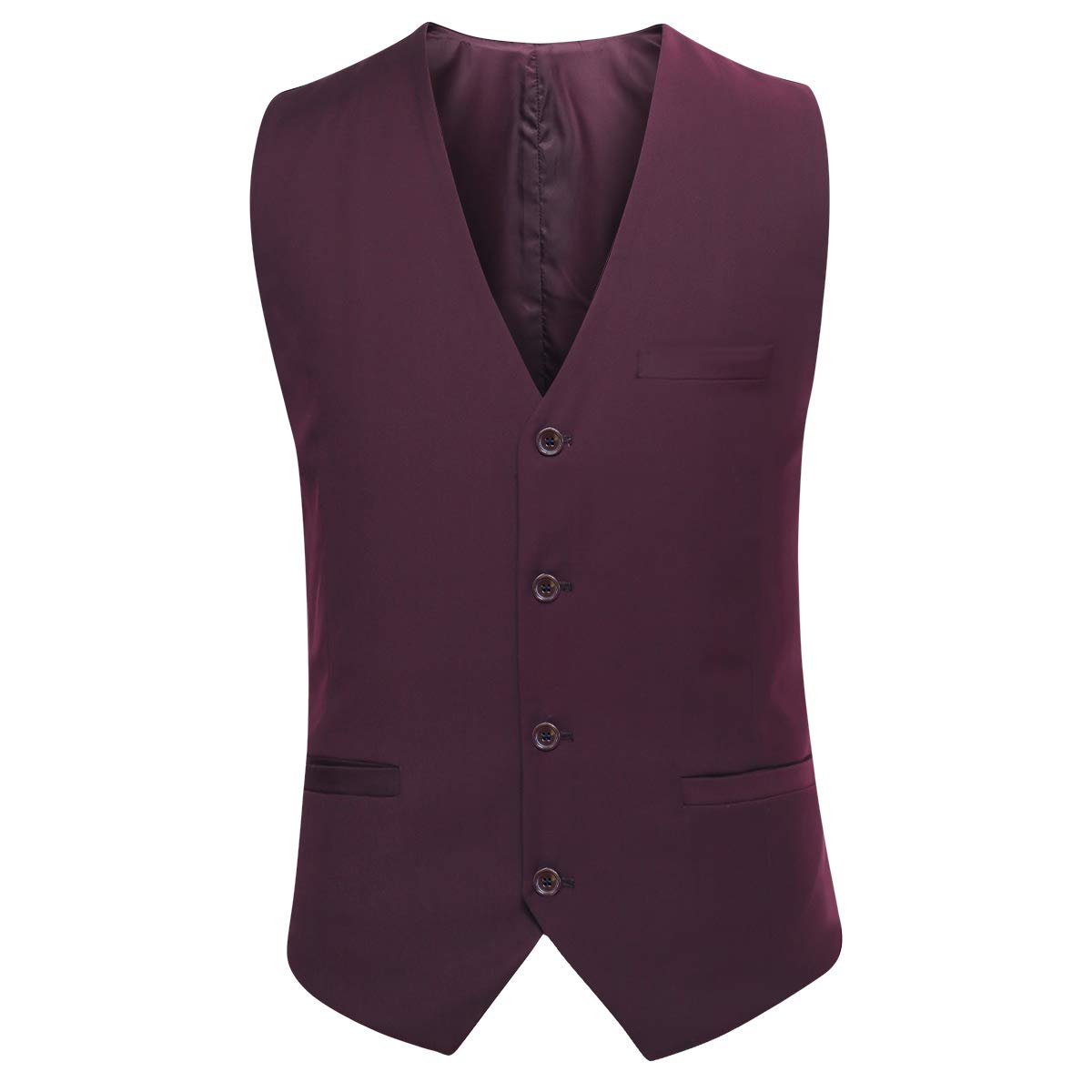 YFFUSHI Mens Suit Jacket Vest 2 Piece Set Slim Fit Separate Casual Formal Dress Tops Dark Red