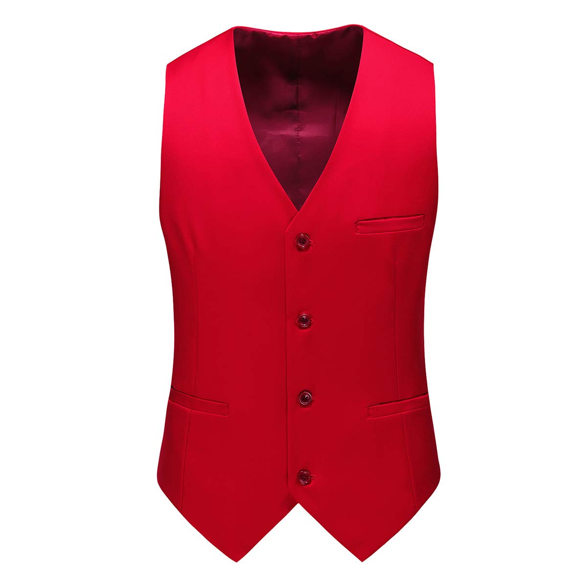 YFFUSHI Mens 3 Piece Dress Suit 1 Button Formal Casual Tux Vest Trousers Red