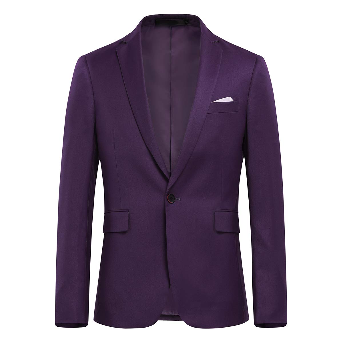 YFFUSHI Mens Slim Fit Classic Fit One Button 3-Piece Suits Purple