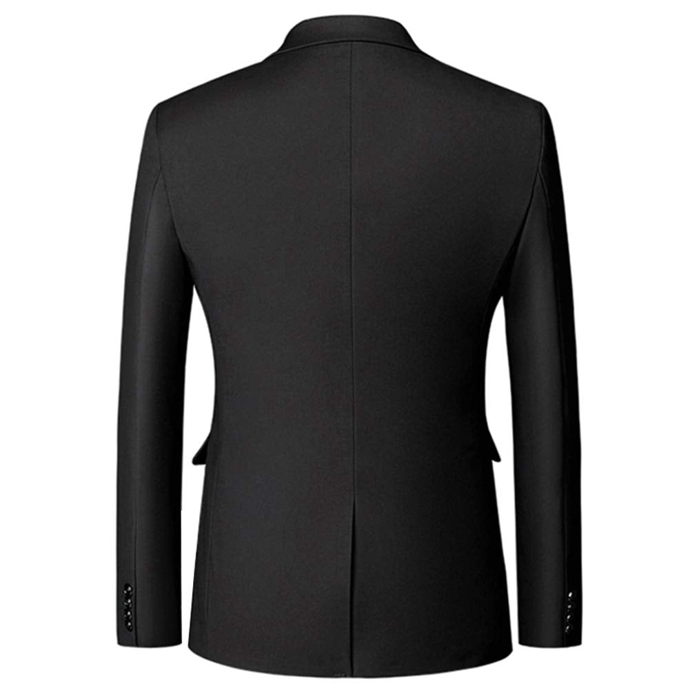 YFFUSHI Men's 2 Piece Suit Solid Two-Button Casual Elegant Tuxedo Black