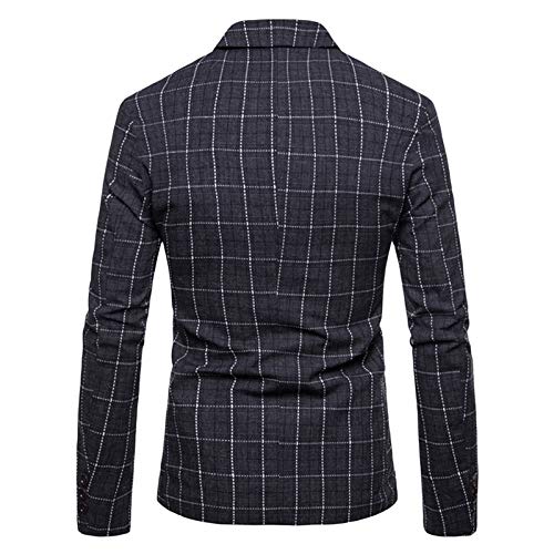 YFFUSHI Mens Plaids Slim Fit One Button Casual Daily Suit Jacket Sport Coat Gray