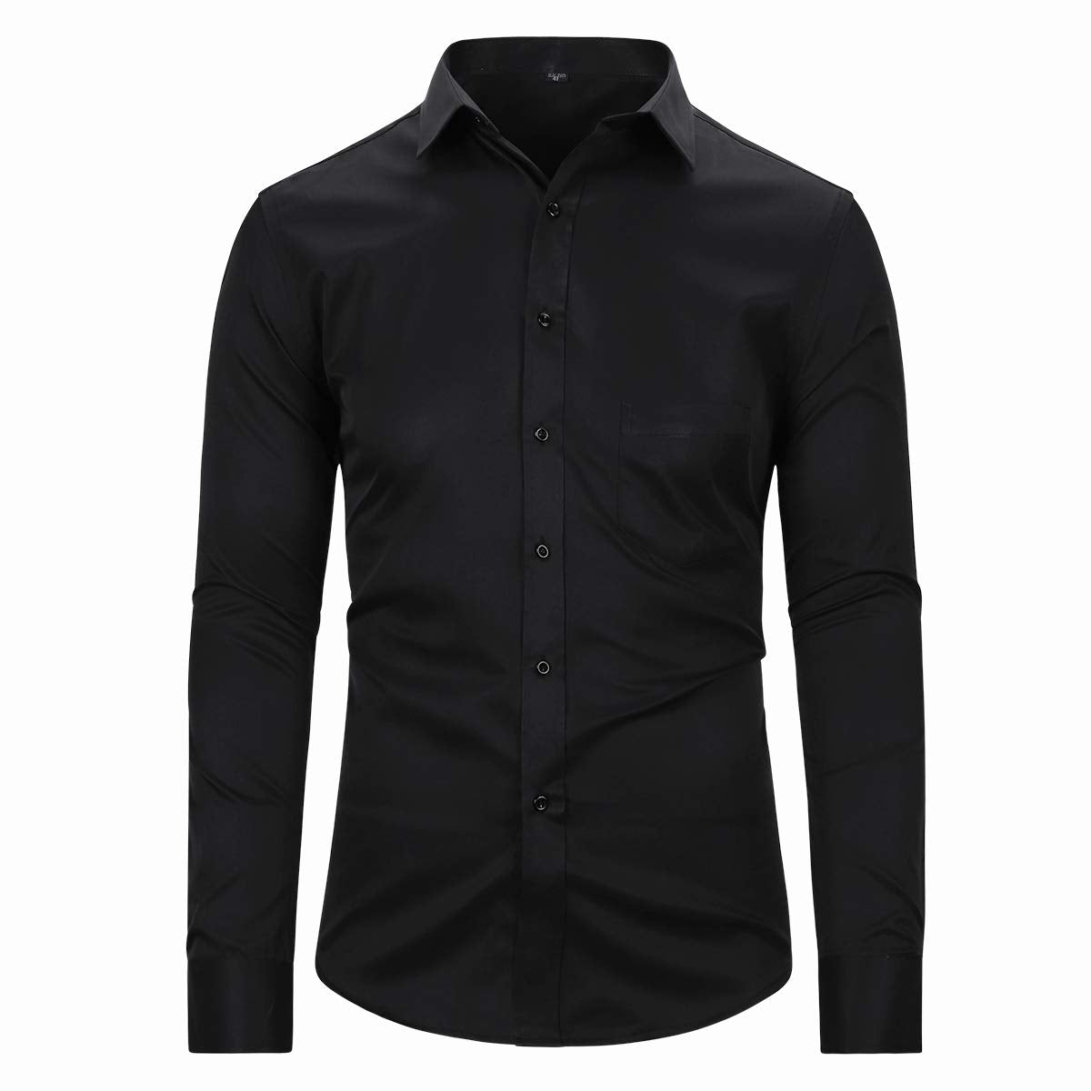 YFFUSHI Mens Stripe Slim Fit Tuxedo Long Sleeve Dress Shirts Black