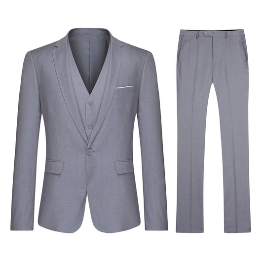 AUSTIN MILL 3-Piece Classic One Button Birch Silver Suit