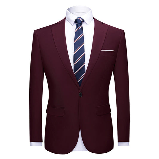 Mens Wine Red Slim Fit One Button Blazer