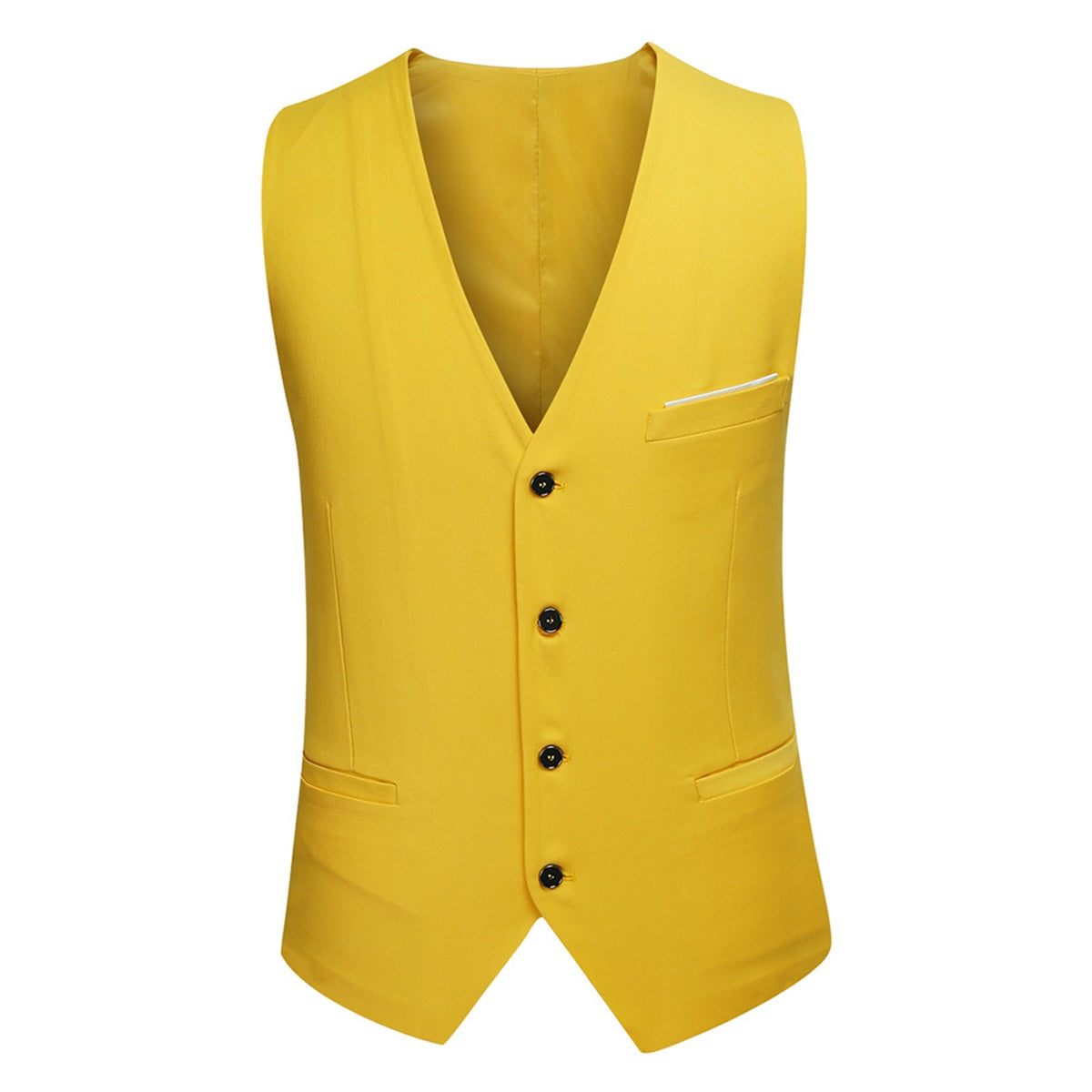 YFFUSHI Mens 3 Piece Suit Slim Fit One Button Solid Color Formal Dress Yellow