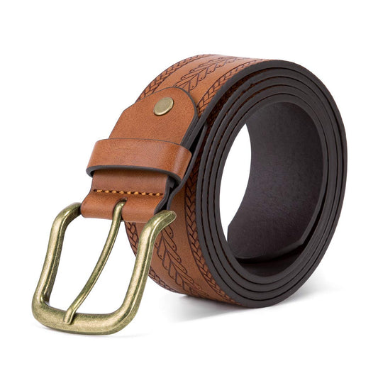 YFFUSHI Men Leather Dress Belt Classic Elegant Fashion Design Brown