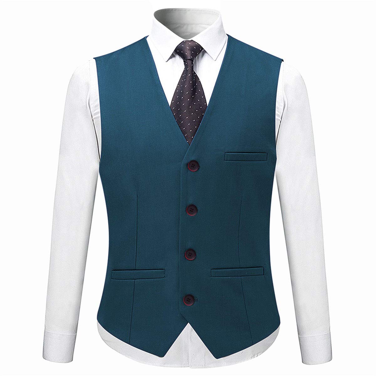 YFFUSHI Mens Slim Fit Classic Fit One Button 3-Piece Suits Teal Blue