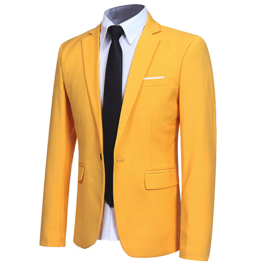 Mens Yellow Slim Fit One Button Blazer