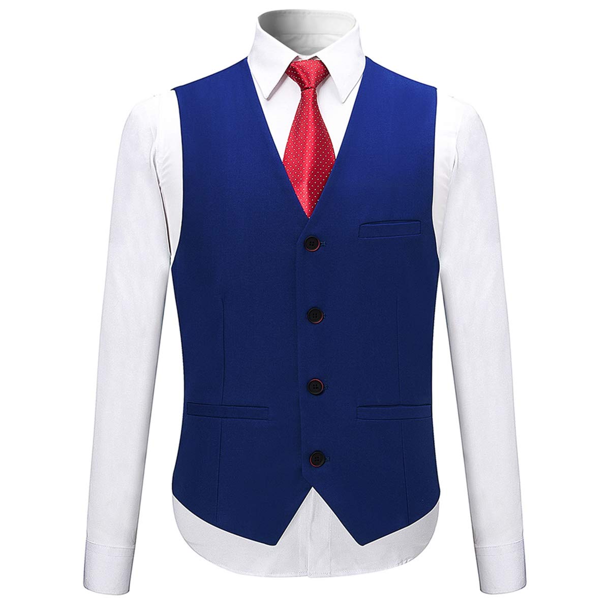 YFFUSHI Mens Slim Fit Classic Fit One Button 3-Piece Suits Blue