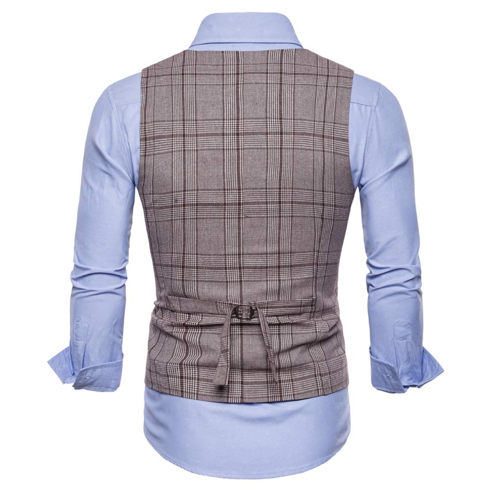 YFFUSHI Mens Slim Fit Formal Premium Button Down Vest Waistcoat Coffee