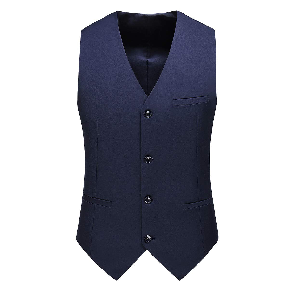 YFFUSHI Mens 3 Piece Dress Suit 1 Button Formal Casual Tux Vest Trousers Navy