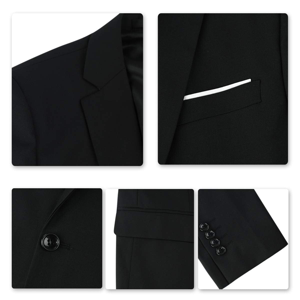 YFFUSHI Mens Suit Jacket Vest 2 Piece Set Slim Fit Separate Casual Formal Dress Tops Black