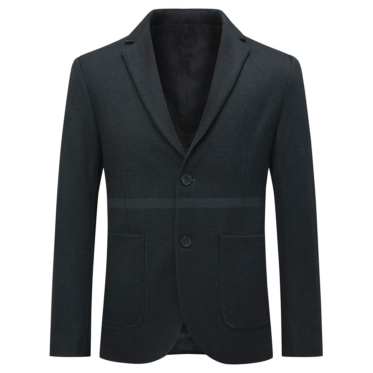 YFFUSHI Mens Standard Fit Wool Blazer Casual 2 Button Daily Business Suit Jacket Black