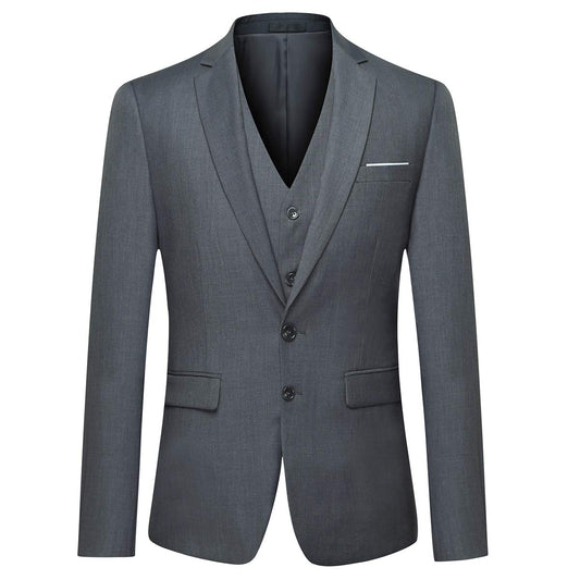 YFFUSHI Mens Suit Jacket Vest 2 Piece Set Slim Fit Separate Casual Formal Dress Tops Dark Gray