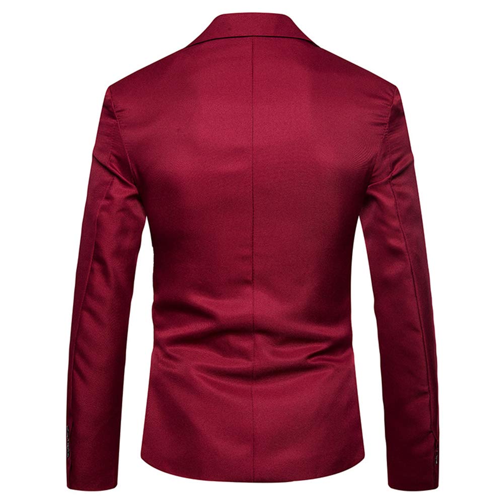 YFFUSHI Mens Suit Jacket 1 Button Notched Lapel Sport Coat Business Daily Blazer Red