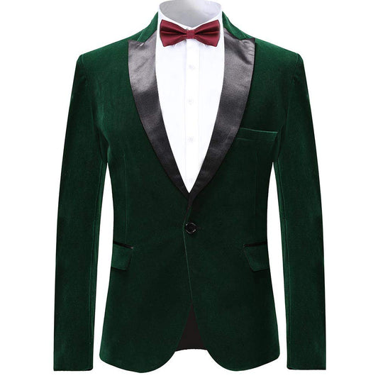 YFFUSHI Mens Dress Suit Blazer 1 Button Peaked Lapel Tuxedo Green