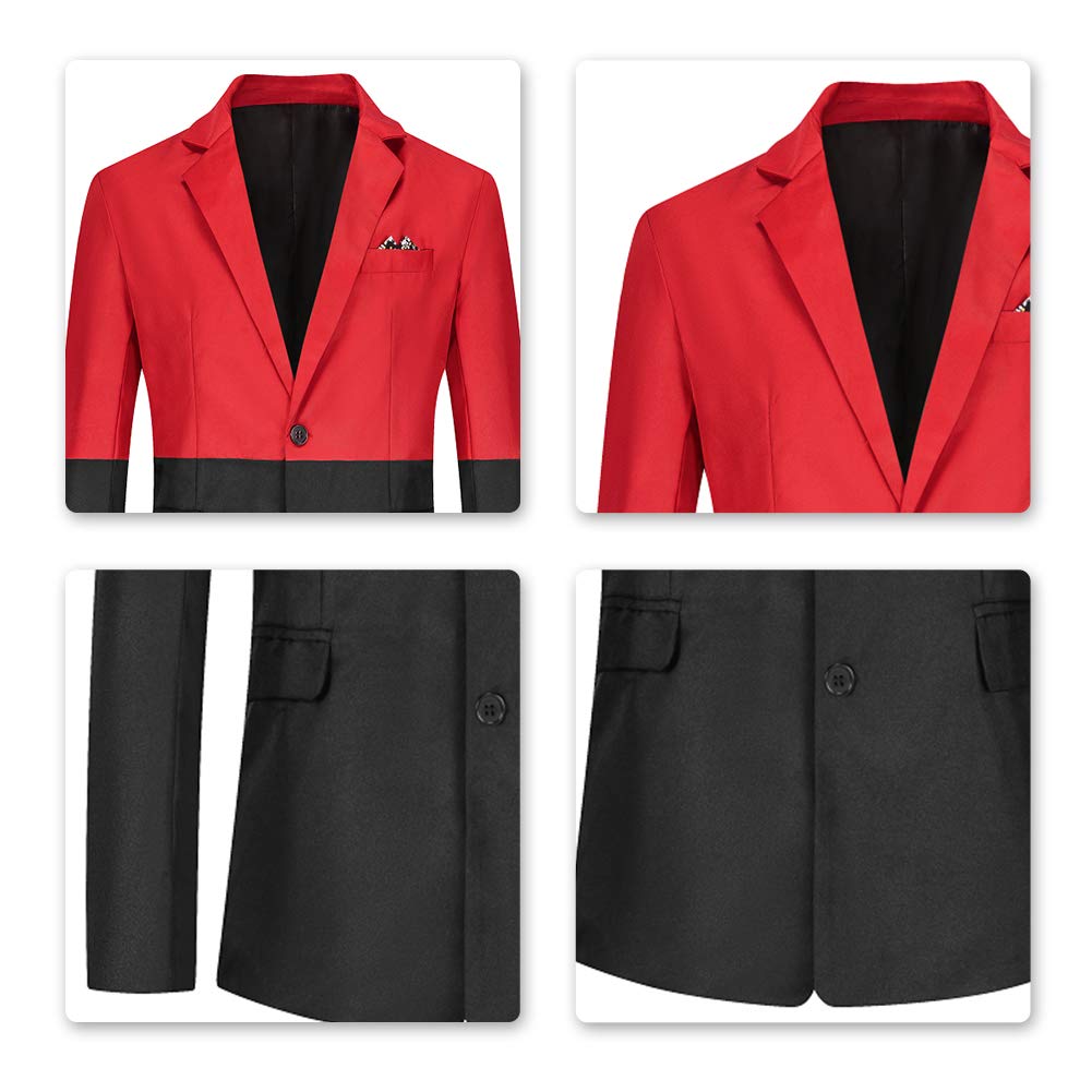 YFFUSHI Mens Casual Blazer 2 Buttons Classic Fit Daily Sports Coat Red Black