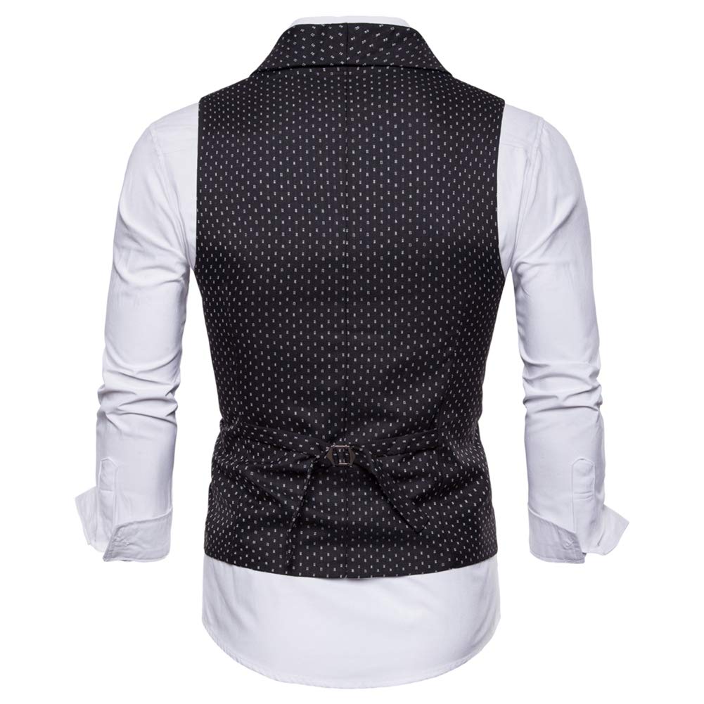 YFFUSHI Mens Slim Fit Dress Stripes Button Down Vest Waistcoat Black