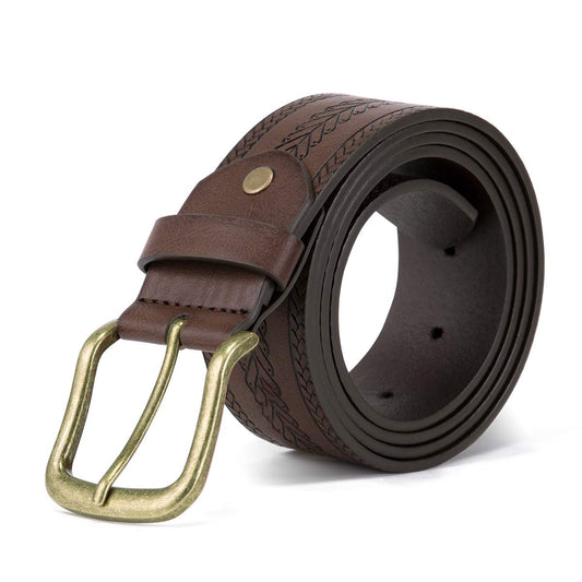 YFFUSHI Men Leather Dress Belt Classic Elegant Fashion Design Dark Grey