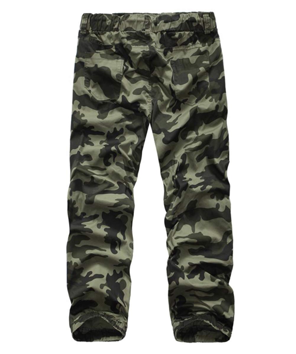 YFFUSHI Mens Camo Cargo Pants Cotton Casual Straight Leg Work Pants with Multi Pockets K78 Camo Green