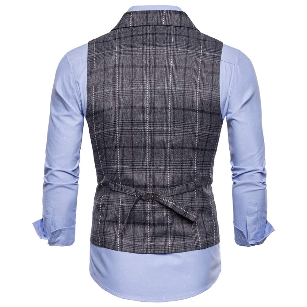 YFFUSHI Mens Dress Formal Premium Single Breasted Vest Waistcoat Dark Grey