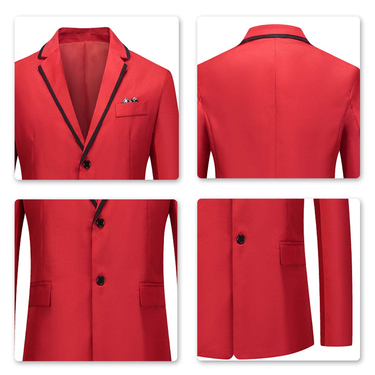 YFFUSHI Mens Classic Blazer Jacket Casual 2 Buttons Lightweight Daily Dress Coat Red