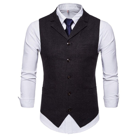 YFFUSHI Mens Slim Fit Formal Premium Button Down Vest Waistcoat Black