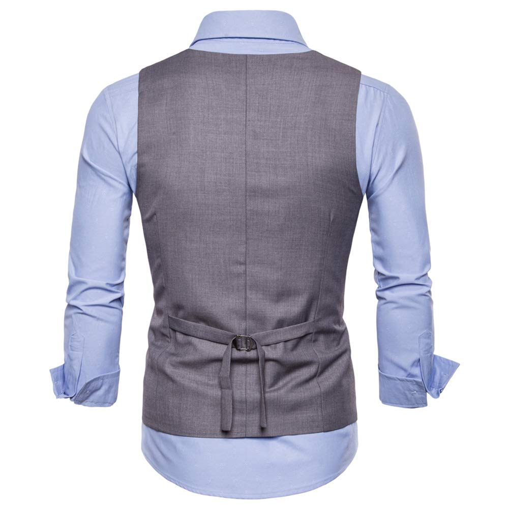 YFFUSHI Mens Slim Fit Formal Premium Button Down Vest Waistcoat Pure Grey