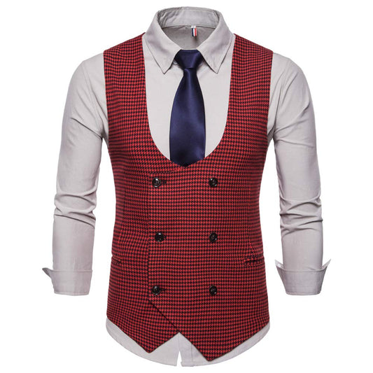 YFFUSHI Mens Slim Fit Formal Premium Vest Waistcoat Red