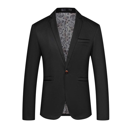 YFFUSHI Mens Slim Fit Sport Coat Casual One Button Solid Color Jacket Blazer Black