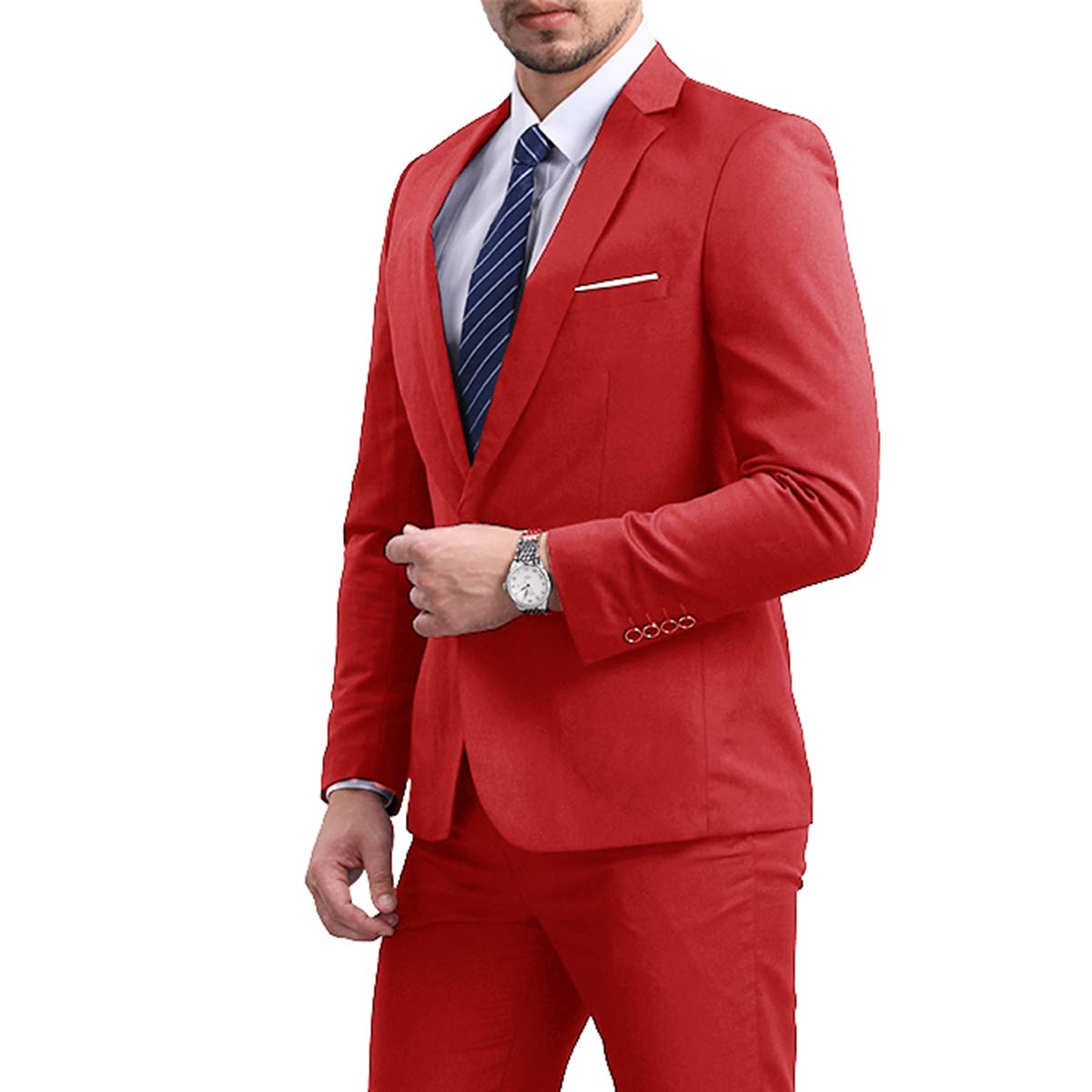 Mens Red Slim Fit One Button Blazer