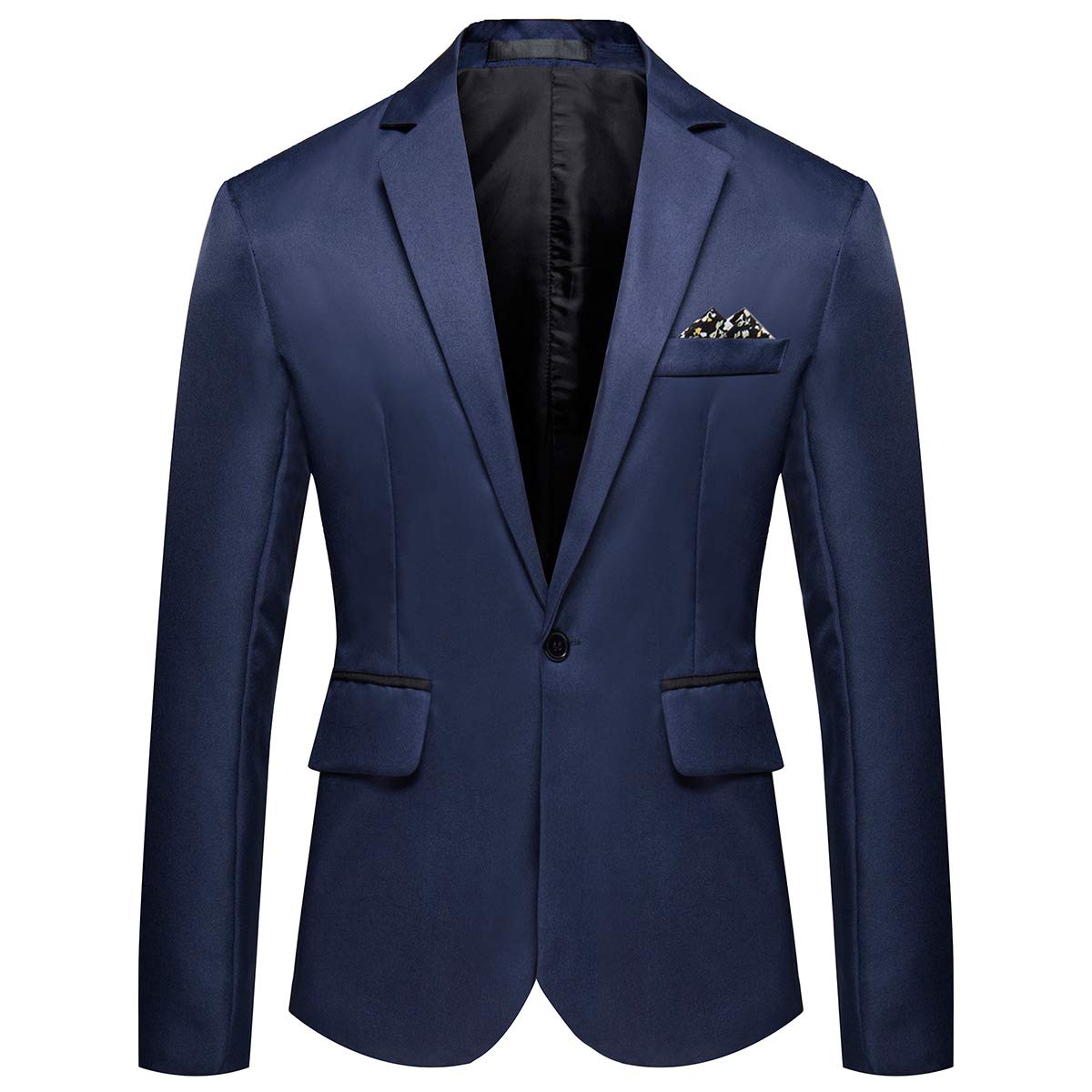 YFFUSHI Men's Casual Slim Fit One Button Notched Lapel Lightweight Blazer Navy