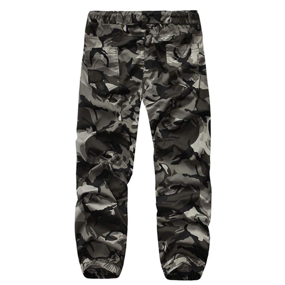 YFFUSHI Mens Camo Cargo Pants Cotton Casual Straight Leg Work Pants with Multi Pockets Camo Black