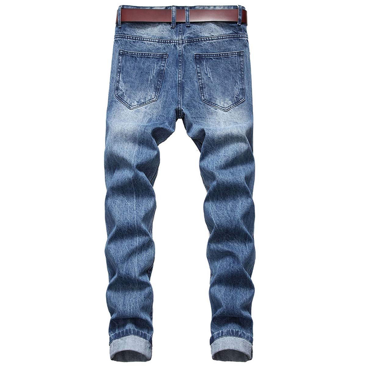 YFFUSHI Men's Classic Slim Fit Jeans Pants Straight-Leg Stretch Comfort Denim Pants Dark Blue